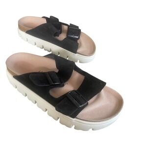 Papillio by Birkenstock Arizona Chunky Black Suede Platform Sandals Size 41 L10‎